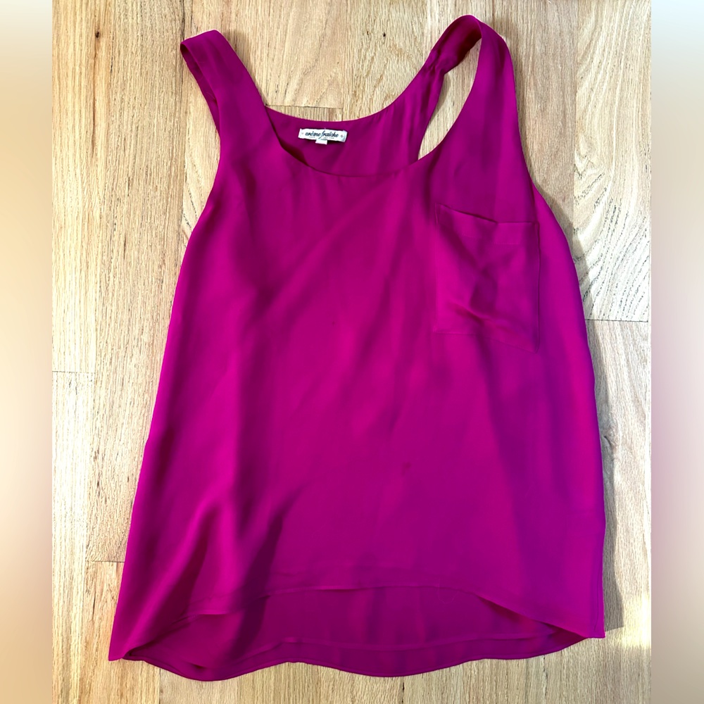 Magenta silk tank top
